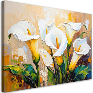 Lerretsbilde, Hvite calla-blomster som malt