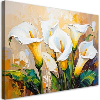 Lerretsbilde, Hvite calla-blomster som malt