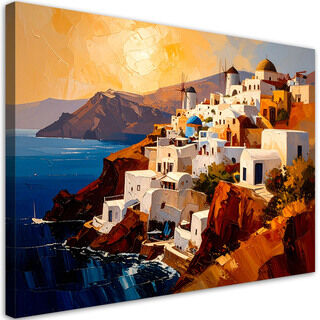 Lerretsbilde, Santorini Hellas malt landskap