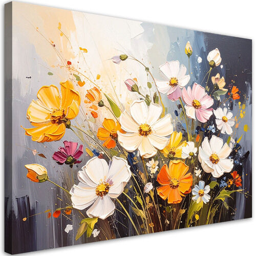 Lerretsbilde, Fargerike villblomster natur