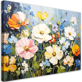 Lerretsbilde, Fargerike villblomster imitasjonsmaling