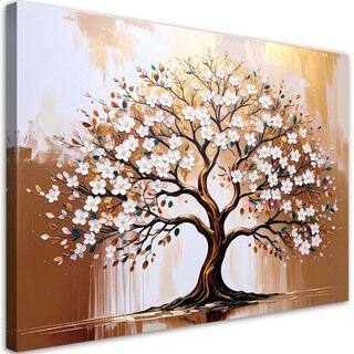 Lerretsbilde, Livets tre blomster beige
