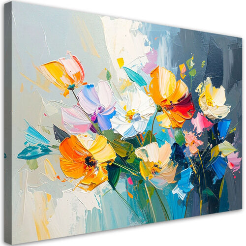 Lerretsbilde, Fargerike blomster imitasjon oljemaling