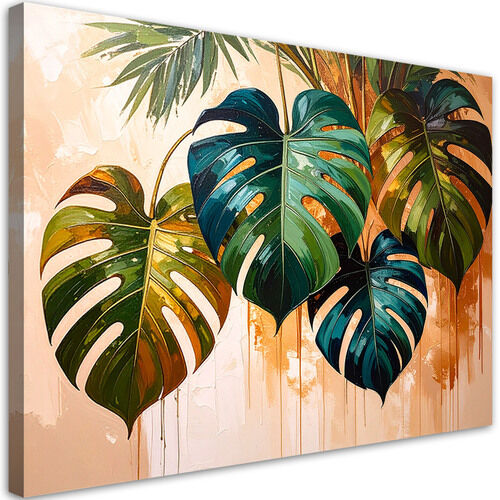 Lerretsbilde, Monstera-blader malingseffekt