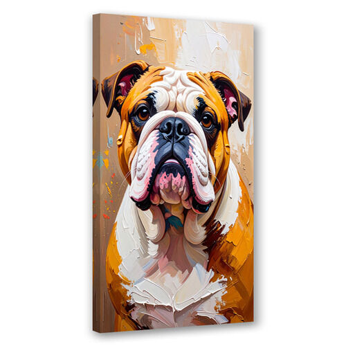 Lerretsbilde, Bulldog Hund Dyr Beige