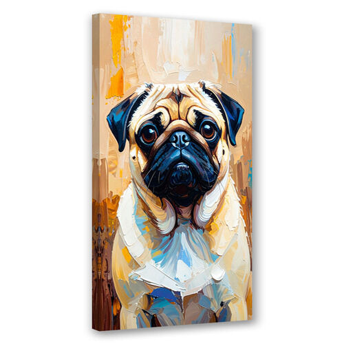 Lerretsbilde, Mops Hund Dyr Beige