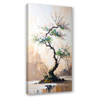 Lerretsbilde, Bonsai-tre Hvite blomster Kvister