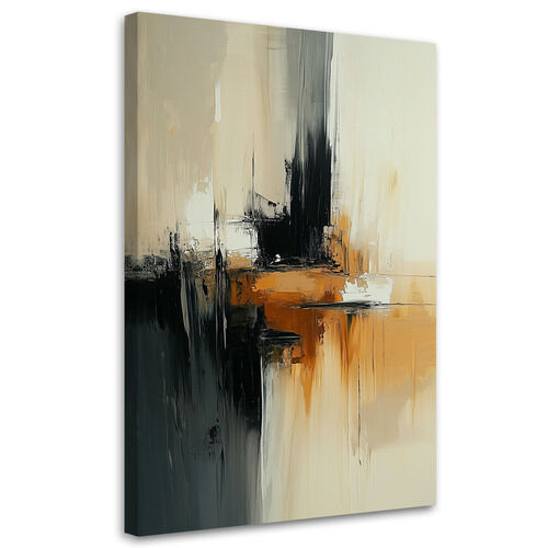 Lerretsbilde, Abstrakt beige oransje svart