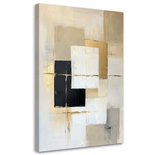 Lerretsbilde, Abstrakte former geometri beige