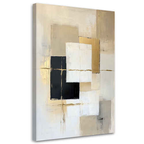 Lerretsbilde, Abstrakte former geometri beige