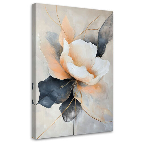 Lerretsbilde, Abstrakt blomst beige grå