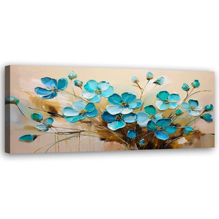 Lerretsbilde, Turkise blomster Planter Naturbukett - (90x30)