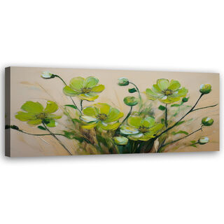 Lerretsbilde, Sammensetning av grønne blomsterplanter - (150x50)