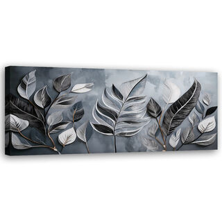 Lerretsbilde, Minimalisme Sølvblader Natur Botanikk - (120x40)