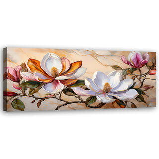 Lerretsbilde, Magnolias Kvist Blomster Planter Marmor. - (150x50)
