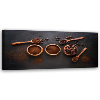 Lerretsbilde, Malte kaffebønner til kjøkken - (120x40)