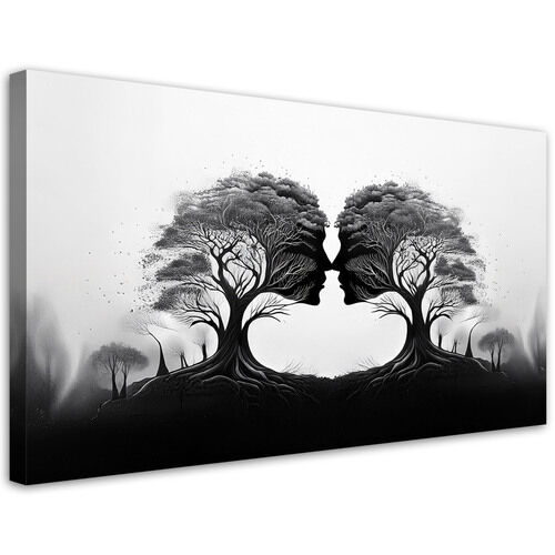 Lerretsbilde, Tree Kiss Black & White - (100x50)