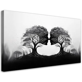 Lerretsbilde, Tree Kiss Black & White - (120x60)