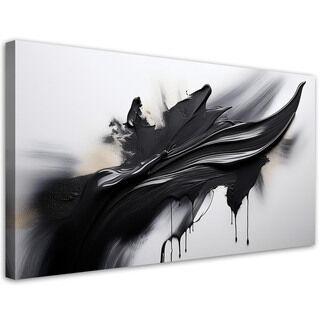 Lerretsbilde, Svart-hvitt abstraksjon 3D-effekt - (80x40)