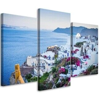 Lerretsbilde 3 deler, Santorini Hellas Hav