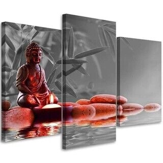 Lerretsbilde 3 deler, Buddha Feng Shui Religion