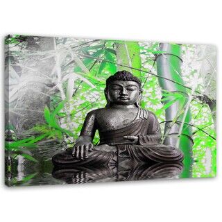 Lerretsbilde, Buddha og blader