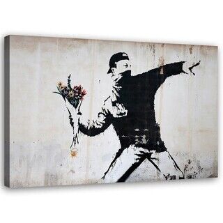 Lerretsbilde, Banksy Hooligan kaster en blomsterbukett