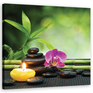 Lerretsbilde, Stearinlys Blomster Orchid Wellness