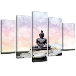 Lerretsbilde 5 deler, Zen Buddha Steiner