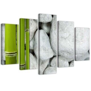 Lerretsbilde 5 deler, Zen Stones Bamboo Spa