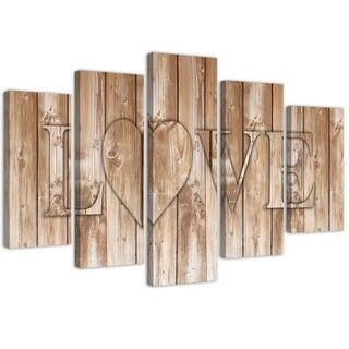 Lerretsbilde 5 deler, Love Lettering Boards Brown