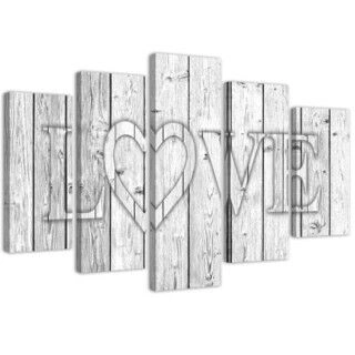 Lerretsbilde 5 deler, Love Lettering Boards Grey