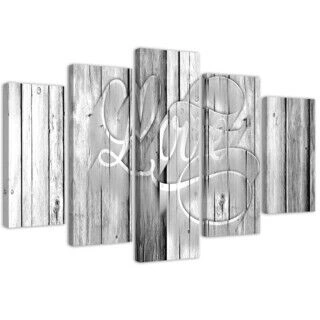 Lerretsbilde 5 deler, Love Boards Grey