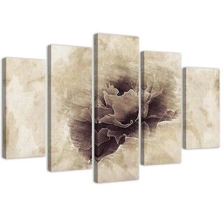 Lerretsbilde 5 deler, Rose Flower Beige Nature