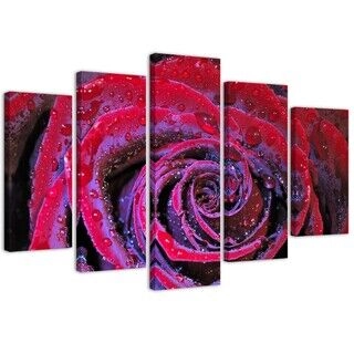 Lerretsbilde 5 deler, Rose Blossom Red