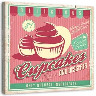 Lerretsbilde, Retro cupcake-skilt