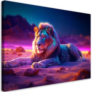 Lerretsbilde, Lion Nature Animal Neon