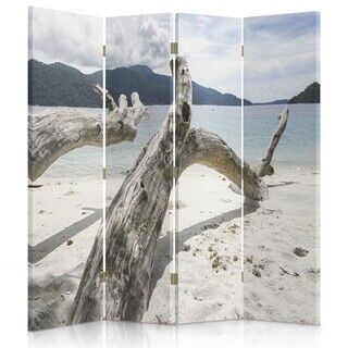 Romdeler Dobbeltsidig, Tregrener på tropisk strand - (145x170)