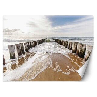 Fototapet, 3D Beach Sea View Breakwater