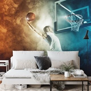 Fototapet Basketballspiller Gjorde En Dunk