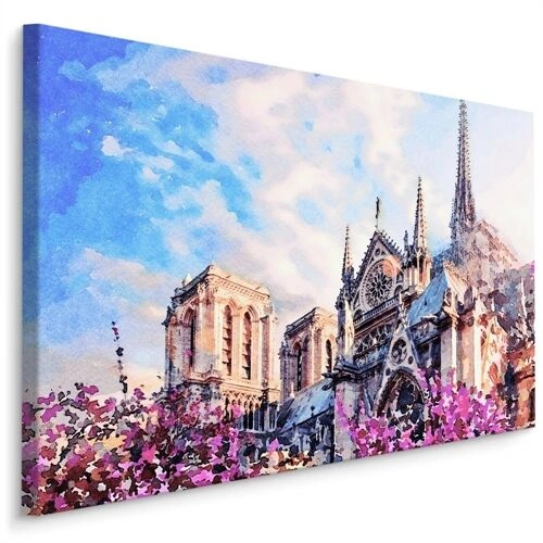 Lerret Notre Dame-Katedralen Blant Blomster