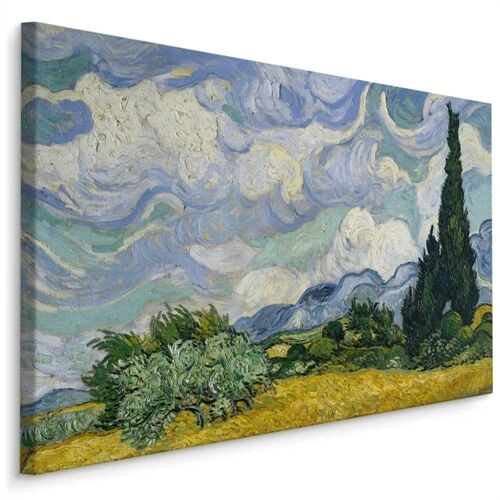 Lerret Vincent Van Gogh &amp;quot;Hvetefelt Med Sypresser&amp;quot; Reproduksjon