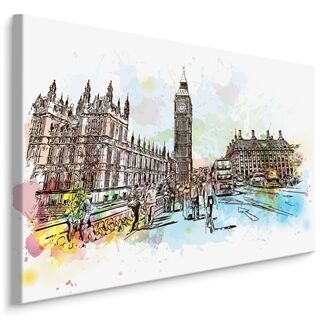 Lerret London Street Malt Med Akvarell