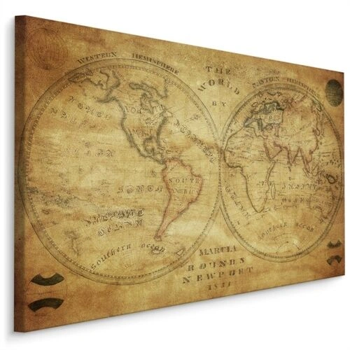 Lerret Historisk Kart Over Verden Fra 1800-Tallet