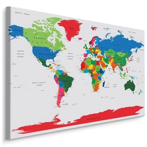Lerret Fargerikt Verdenspolitisk Kart