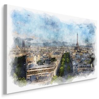 Lerret Panorama Av Paris - Akvarell