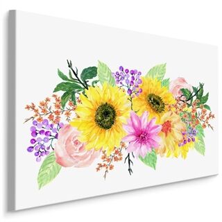 Lerret En Blomsterkomposisjon Som Om Den Var Malt Med Akvarell