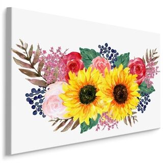 Lerret En Blomsterkomposisjon Malt Med Akvareller