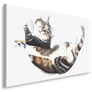 Lerret Katt Malt Med Akvarell