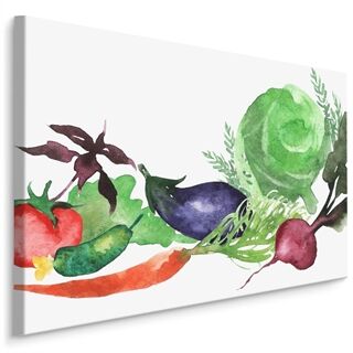Lerret Friske Grønnsaker Malt Med Akvarell